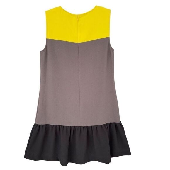 LOFT Yellow Gray Black ClorBlock Layered Mini Shift Dress Sleeveless Women Sz 2 - Picture 4 of 9